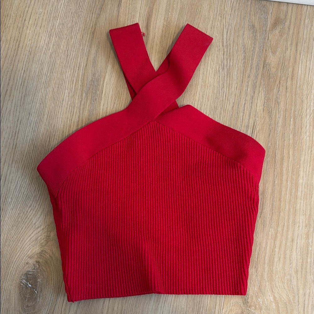 Babaton Red Cross-Strap Tank Top